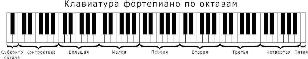 Клавиатура фортеписано с подписанными окатвами